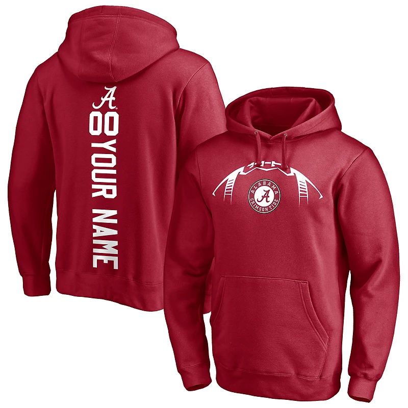 Men's Crimson Alabama Crimson Tide Playmaker Football Personalized Name & Number Pullover Hoodie