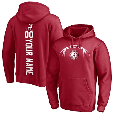 Men's Crimson Alabama Crimson Tide Playmaker Football Personalized Name & Number Pullover Hoodie