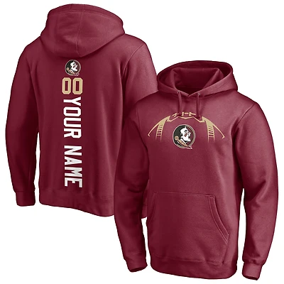 Men's Garnet Florida State Seminoles Playmaker Football Personalized Name & Number Pullover Hoodie