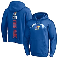 Men's Royal Kansas Jayhawks Playmaker Football Personalized Name & Number Pullover Hoodie