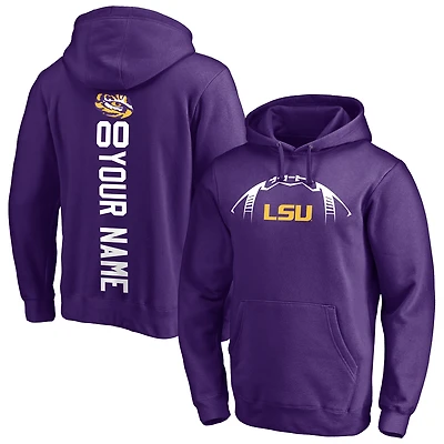 Men's Purple LSU Tigers Playmaker Football Personalized Name & Number Pullover Hoodie