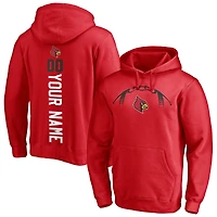 Men's Red Louisville Cardinals Playmaker Football Personalized Name & Number Pullover Hoodie