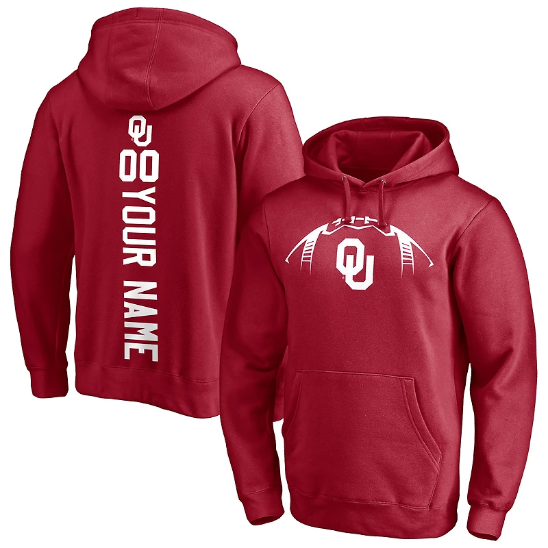 Men's Crimson Oklahoma Sooners Playmaker Football Personalized Name & Number Pullover Hoodie