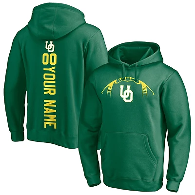 Men's Green Oregon Ducks Playmaker Football Personalized Name & Number Pullover Hoodie