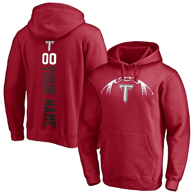 Men's Cardinal Troy University Trojans Playmaker Football Personalized Name & Number Pullover Hoodie