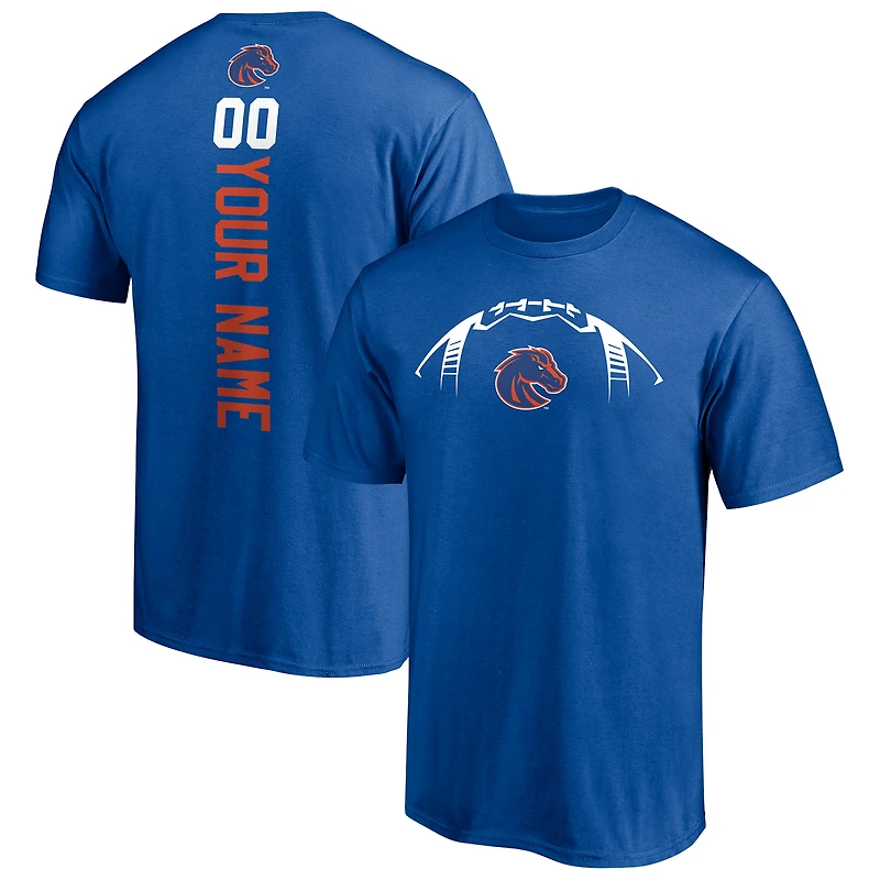 Men's Royal Boise State Broncos Playmaker Football Personalized Name & Number T-Shirt