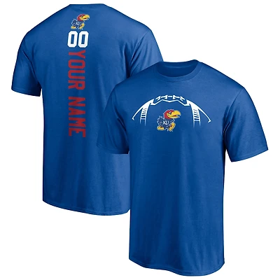 Men's Royal Kansas Jayhawks Playmaker Football Personalized Name & Number T-Shirt