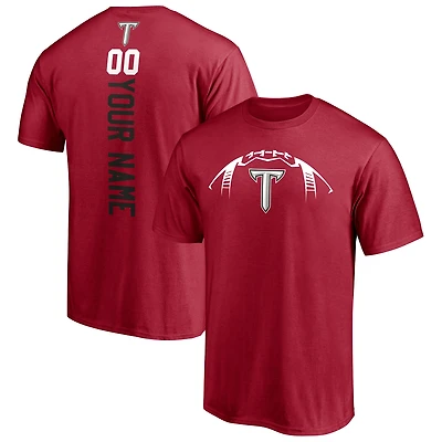 Men's Cardinal Troy University Trojans Playmaker Football Personalized Name & Number T-Shirt