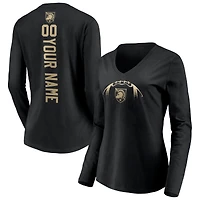 Women's Black Army Black Knights Playmaker Football Personalized Name & Number Long Sleeve V-Neck T-Shirt