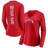 Women's Red Ole Miss Rebels Playmaker Football Personalized Name & Number Long Sleeve V-Neck T-Shirt