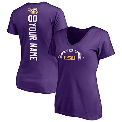 Women's Purple LSU Tigers Playmaker Football Personalized Name & Number V-Neck T-Shirt