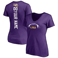 Women's Purple LSU Tigers Playmaker Football Personalized Name & Number V-Neck T-Shirt