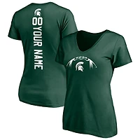 Women's Green Michigan State Spartans Playmaker Football Personalized Name & Number V-Neck T-Shirt