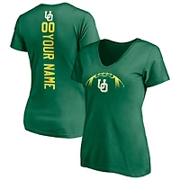 Women's Green Oregon Ducks Playmaker Football Personalized Name & Number V-Neck T-Shirt