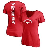 Women's Red SMU Mustangs Playmaker Football Personalized Name & Number V-Neck T-Shirt