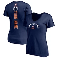 Women's Navy Virginia Cavaliers Playmaker Football Personalized Name & Number V-Neck T-Shirt