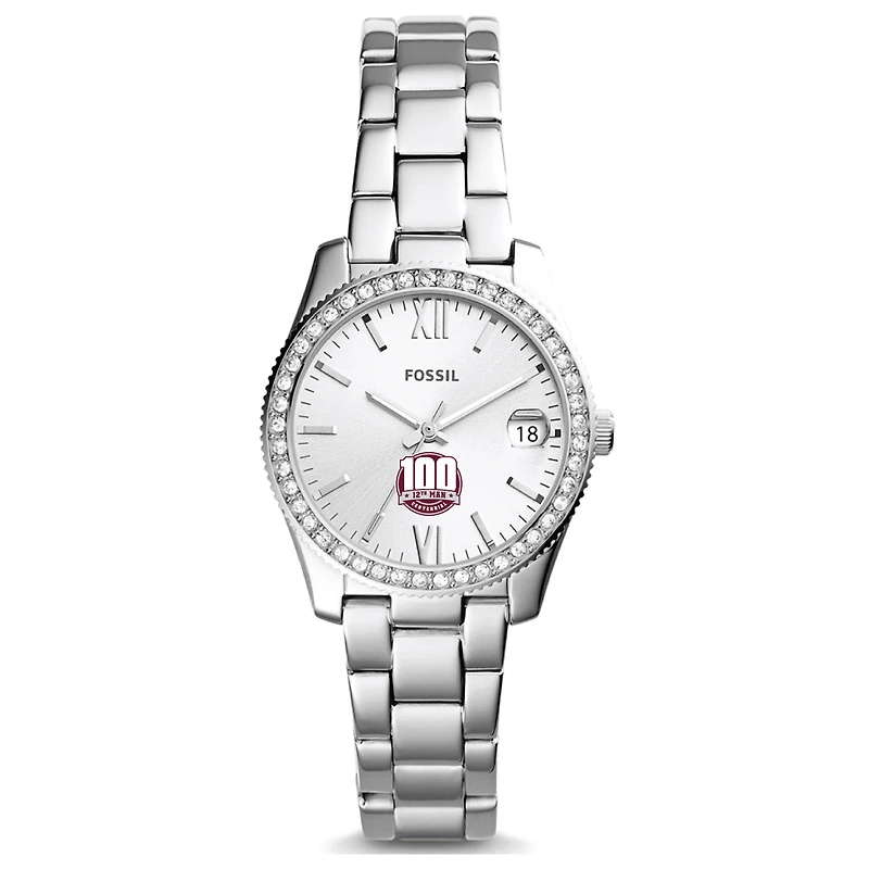 Women's Fossil Silver Texas A&M Aggies 12th Man Centennial Scarlette Mini Three-Hand Date Watch