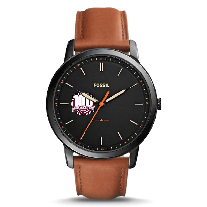 Fossil Brown Texas A&M Aggies 12th Man Centennial The Minimalist Slim Leather Watch