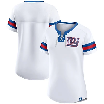 Women's Fanatics White New York Giants Sunday Best Lace-Up T-Shirt