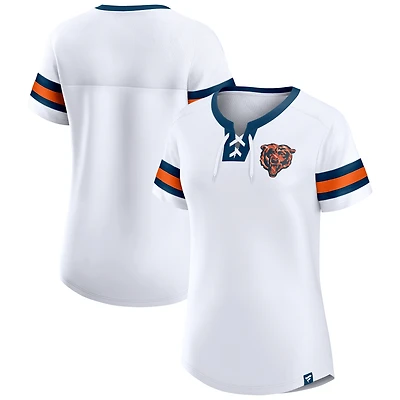 Women's Fanatics White Chicago Bears Sunday Best Lace-Up T-Shirt
