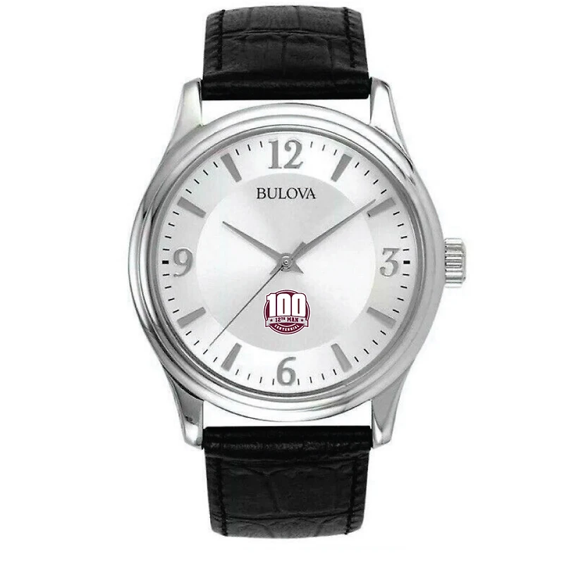 Silver Texas A&M Aggies 12th Man Centennial Leather Watch