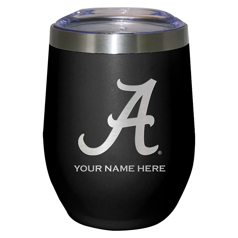 Black Alabama Crimson Tide 12oz. Personalized Etched Stemless Tumbler