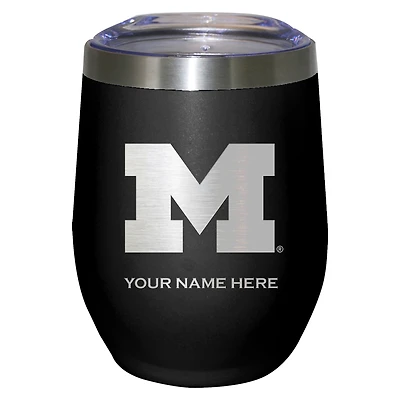 Black Michigan Wolverines 12oz. Personalized Etched Stemless Tumbler