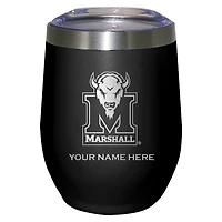 Black Marshall Thundering Herd 12oz. Personalized Etched Stemless Tumbler
