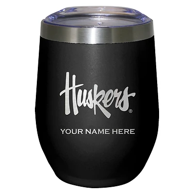 Black Nebraska Huskers 12oz. Personalized Etched Stemless Tumbler