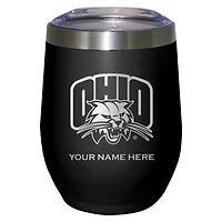Black Ohio Bobcats 12oz. Personalized Etched Stemless Tumbler