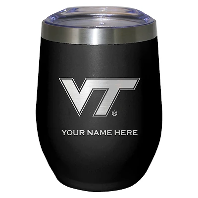 Black Virginia Tech Hokies 12oz. Personalized Etched Stemless Tumbler