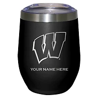 Black Wisconsin Badgers 12oz. Personalized Etched Stemless Tumbler