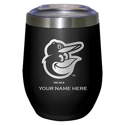Black Baltimore Orioles 12oz. Personalized Etched Stemless Tumbler