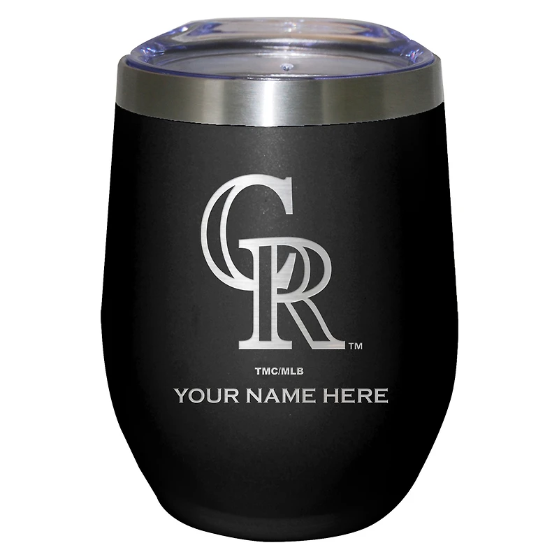Black Colorado Rockies 12oz. Personalized Etched Stemless Tumbler