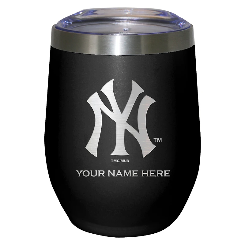 Black New York Yankees 12oz. Personalized Etched Stemless Tumbler
