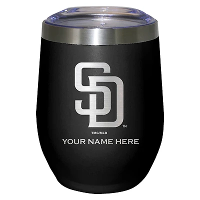 Black San Diego Padres 12oz. Personalized Etched Stemless Tumbler