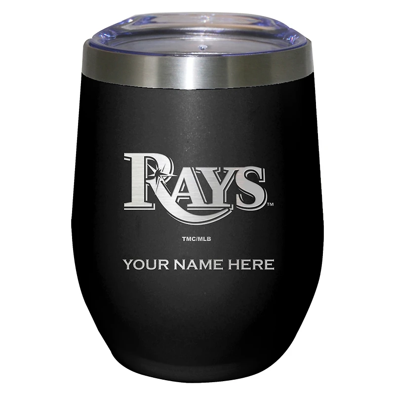 Black Tampa Bay Rays 12oz. Personalized Etched Stemless Tumbler