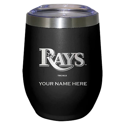 Black Tampa Bay Rays 12oz. Personalized Etched Stemless Tumbler