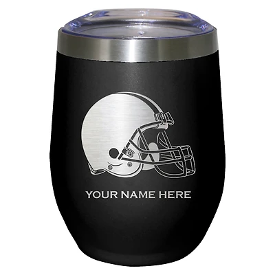 Black Cleveland Browns 12oz. Personalized Etched Stemless Tumbler