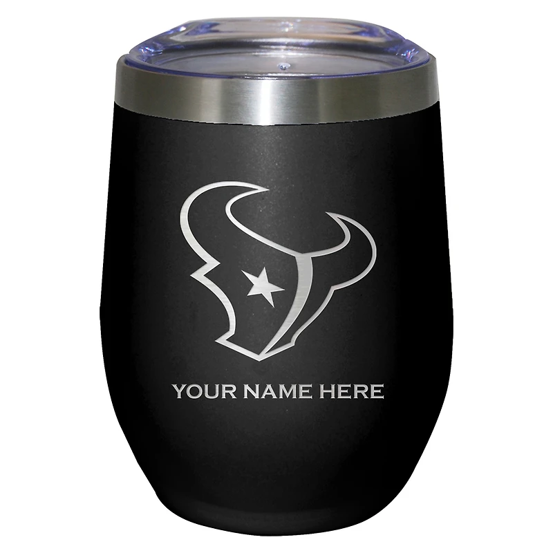 Black Houston Texans 12oz. Personalized Etched Stemless Tumbler