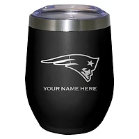 Black New England Patriots 12oz. Personalized Etched Stemless Tumbler