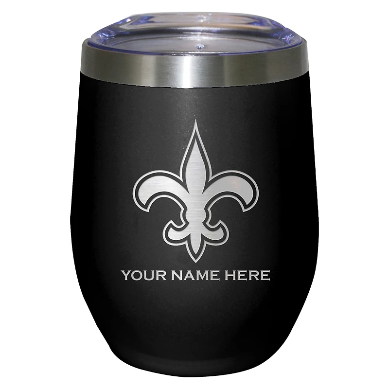 Black New Orleans Saints 12oz. Personalized Etched Stemless Tumbler