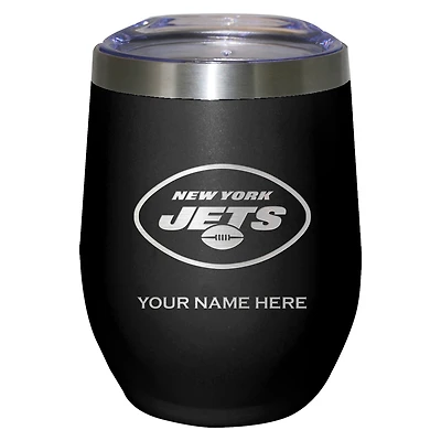 Black New York Jets 12oz. Personalized Etched Stemless Tumbler