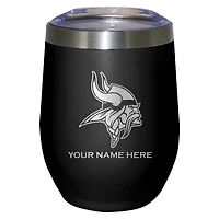Black Minnesota Vikings 12oz. Personalized Etched Stemless Tumbler