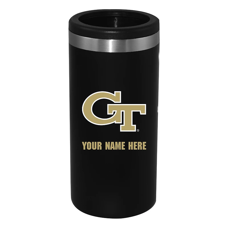 Black Georgia Tech Yellow Jackets 12oz. Personalized Slim Can Holder