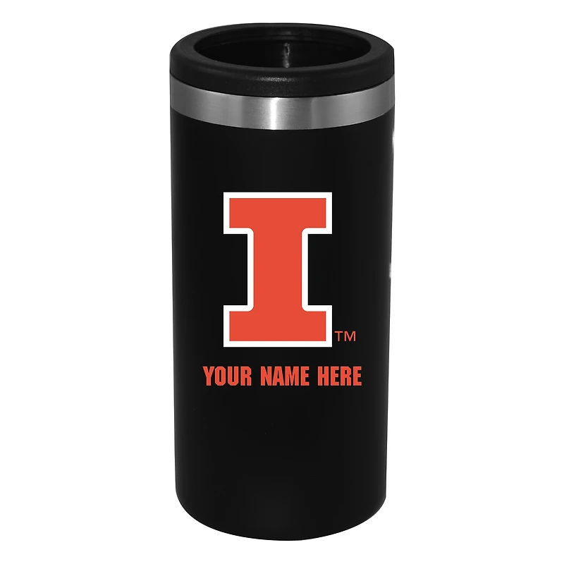 Black Illinois Fighting Illini 12oz. Personalized Slim Can Holder