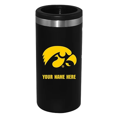 Black Iowa Hawkeyes 12oz. Personalized Slim Can Holder