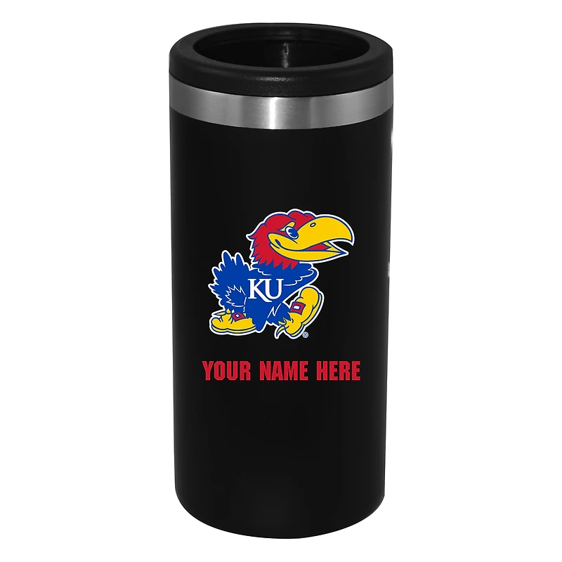 Black Kansas Jayhawks 12oz. Personalized Slim Can Holder
