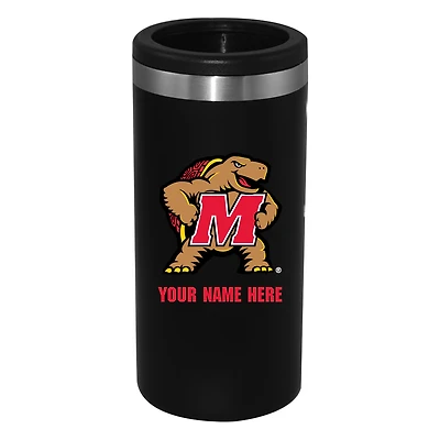 Black Maryland Terrapins 12oz. Personalized Slim Can Holder