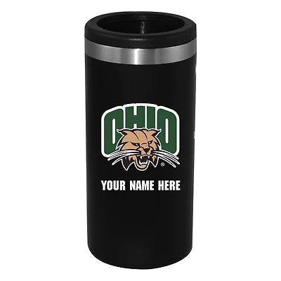Black Ohio Bobcats 12oz. Personalized Slim Can Holder